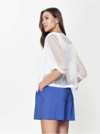 Ультрамодный бомбер из кружева с рукавами \u00be LJ 895 || Жакет жін. CE LJ 895, р.170-84-90, off-white