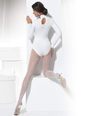 Свадебные колготки с цветочным узором сзади GLORY