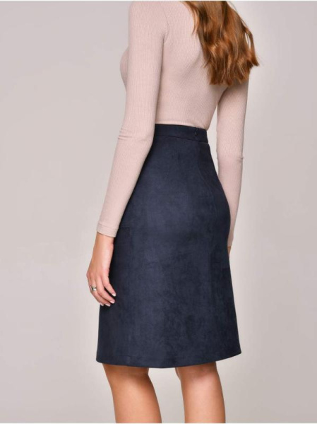 Юбка А-силуэта OFFIConte CHIC с эффектом замши и накладными карманами