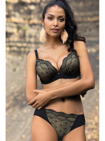 Комплект Dama Kier Linda - бюстгальтер формованный и бразилианки Черно-телесный