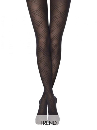 Колготки с рельефным геометрическим рисунком ADELE Lycra, р.2, Nero