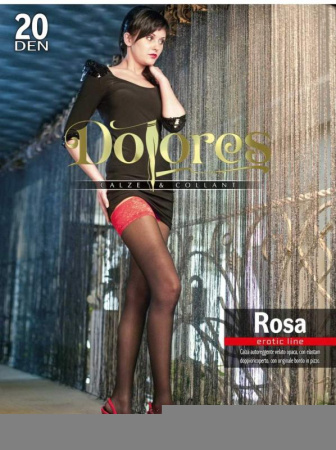 Чулки женские DOLORES Rosa 20, 1/2, nero(чёрный/красный)