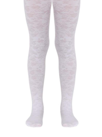 Колготки с цветочными узорами ROSANNA, р.116-122, Bianco
