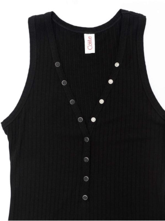 Боди в рубчик с застежкой на декоративных кнопках LBD 1135 || Боді жін. CE LBD 1135, р.170-96-102, black