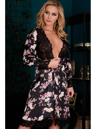 Пеньюар LivCo Corsetti Maranto Черно-розовый