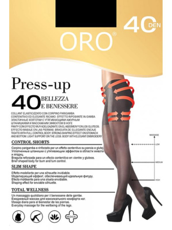 Колготки ORO Press-Up 40 den с утягивающими шортиками и профилактическим массажем Черный