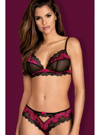 Комплект Obsessive Tulia set  Черно-малиновый